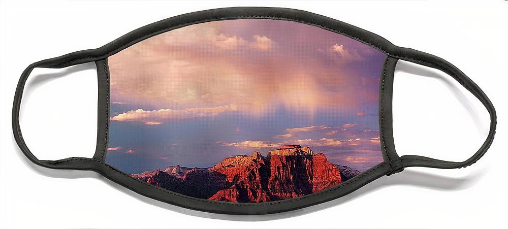 North America Face Mask featuring the photograph Sunset on West Temple Zion National Park by Dave Welling