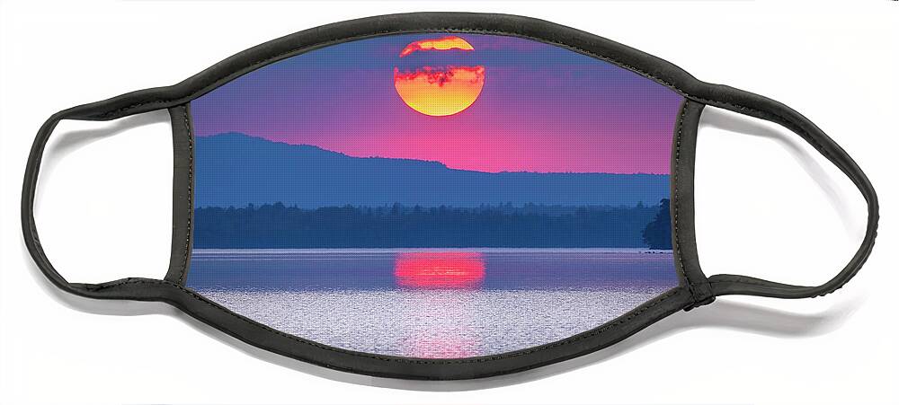 Sunset Face Mask featuring the photograph Moosehead Lake a1928 by Greg Hartford