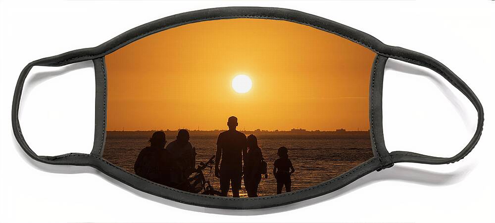 Sunset Face Mask featuring the photograph Sunset over Tampa Bay in Silhouette by L Bosco