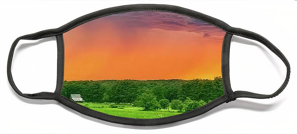 Sunset Face Mask featuring the photograph Sunset over the Field by Eunice Miller