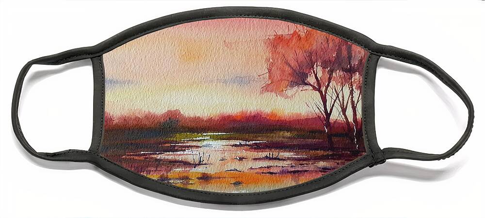 Sunset Face Mask featuring the painting Sunset.Contrasts by Carolina Prieto Moreno