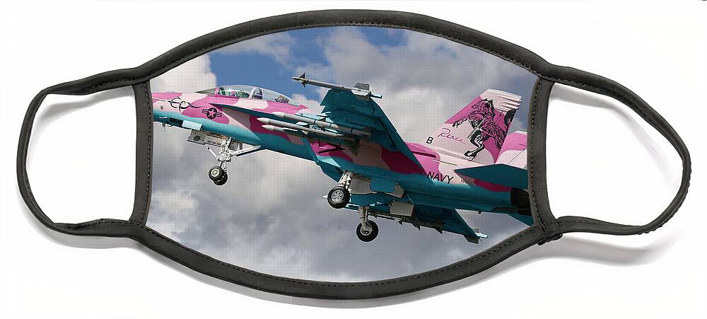 Boeing Face Mask featuring the digital art Super Hornet for the Ladies by Custom Aviation Art