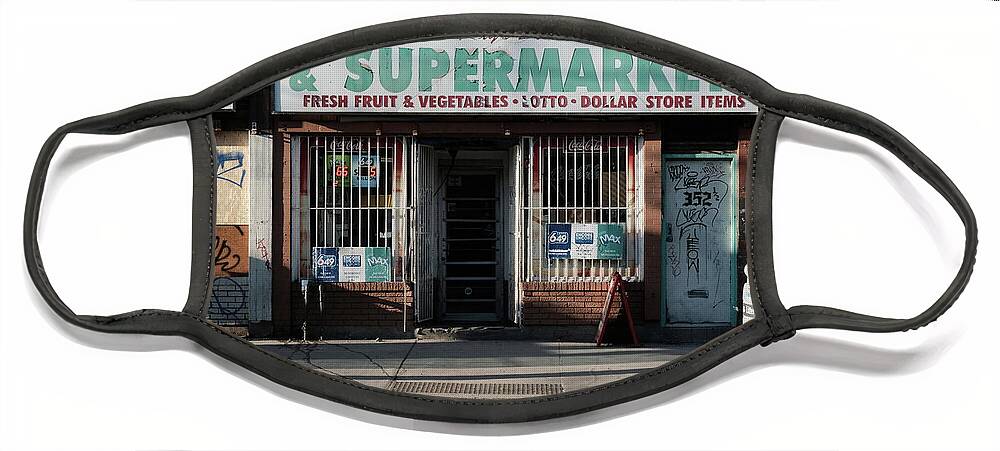 Storefront Face Mask featuring the photograph Super by Kreddible Trout