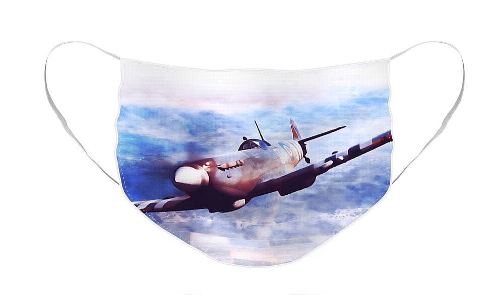 Spitfire Face Mask featuring the painting Supermarine Spitfire - 39 by AM FineArtPrints