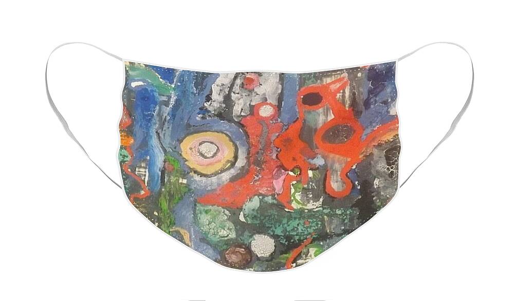 Watercolor Abstract Face Mask featuring the painting Superstition by Denise Morgan
