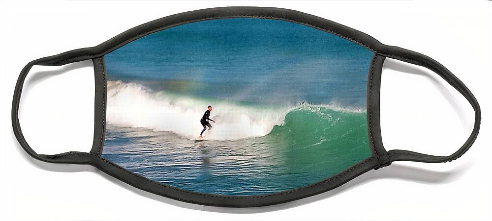 Surf Face Mask featuring the photograph Surfing Rainbows by Dani McEvoy