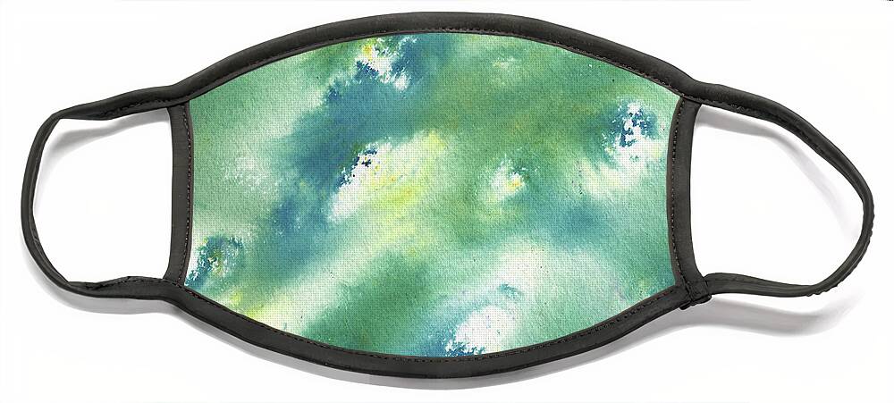 Waves Face Mask featuring the painting Surfing The Waves Of The Ocean Abstract Contemporary Art IX by Irina Sztukowski
