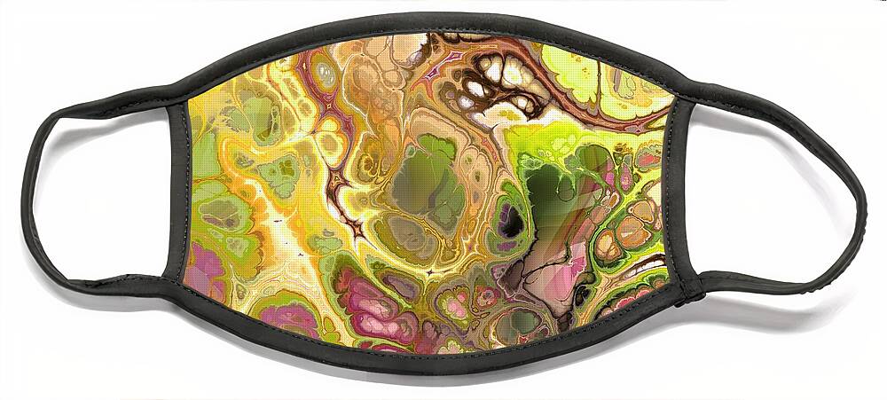 Colorful Face Mask featuring the digital art Suroto - Funky Artistic Colorful Abstract Marble Fluid Digital Art by Sambel Pedes