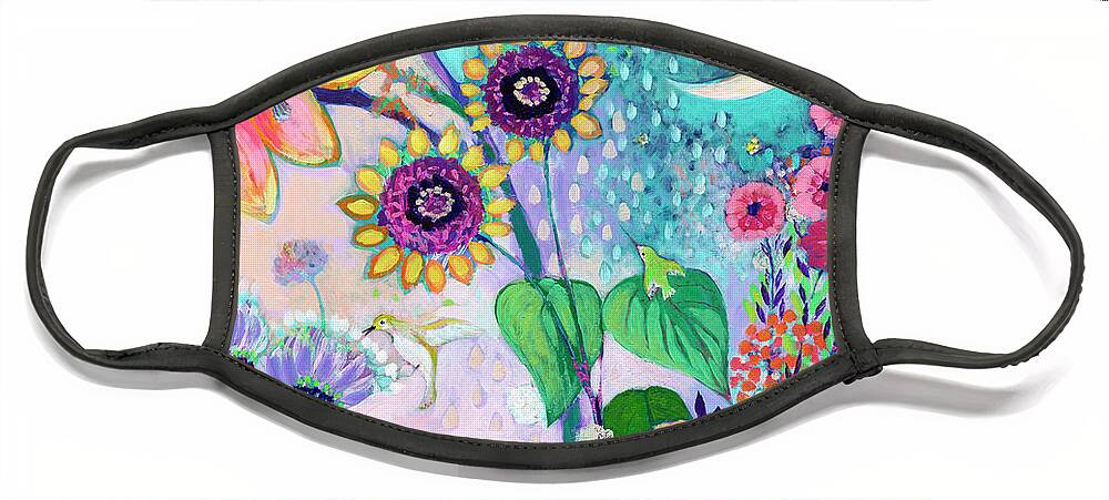 Sunflower Face Mask featuring the painting Sweet Memories of Summer by Jennifer Lommers