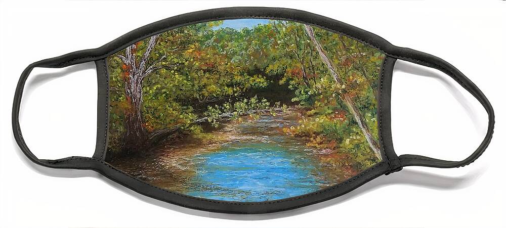 Autumn Face Mask featuring the pastel Sycamores of Wilson Bridge by Lisa Bliss Rush