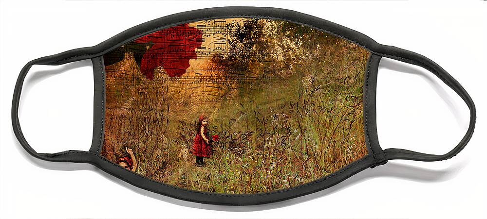  Face Mask featuring the photograph Sydney and the Red Flower by Shara Abel