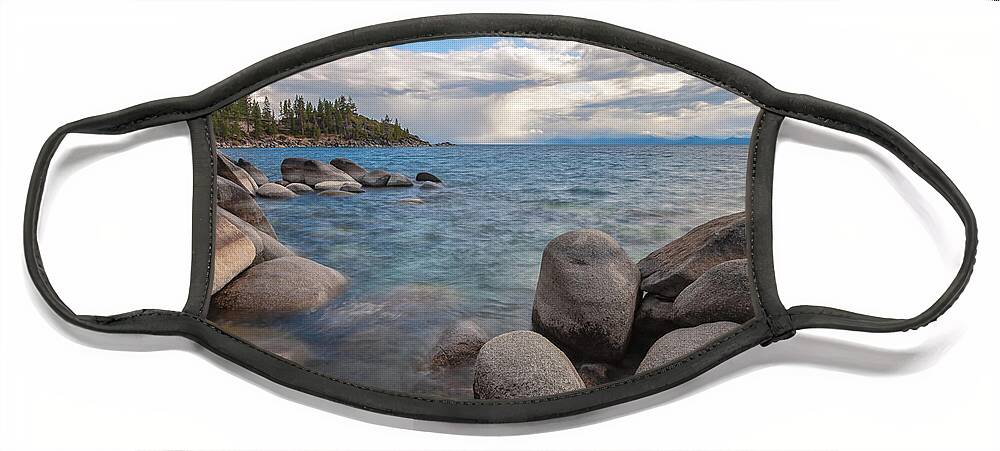 Tahoe Face Mask featuring the photograph Tahoe in rainstorm by Jonathan Nguyen
