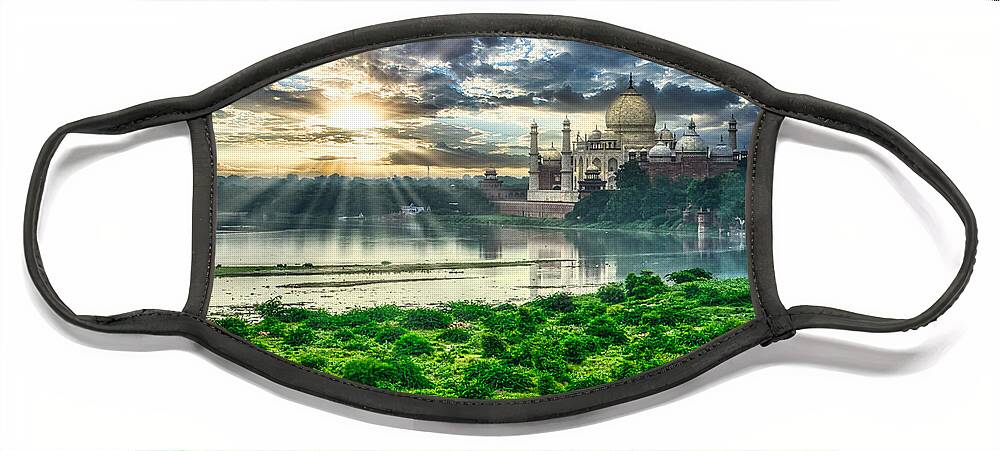 Taj Mahal Face Mask featuring the photograph Taj Mahal From The Yamuna River - India by Stefano Senise
