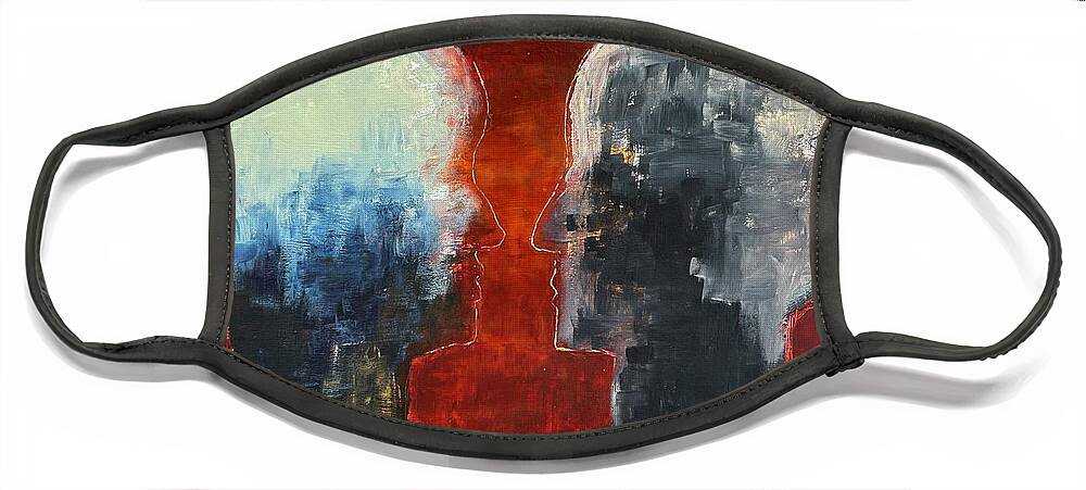 Acrylic. Dry Wall Face Mask featuring the painting Talking Heads by David Euler