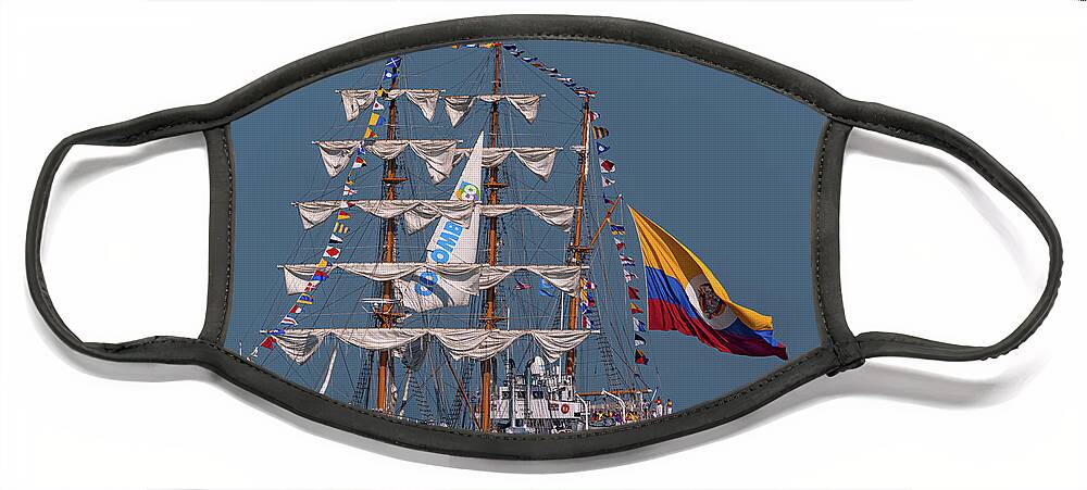 Tall Ship Face Mask featuring the photograph Tall Ship ARC Gloria - Charleston South Carolina by Dale Powell