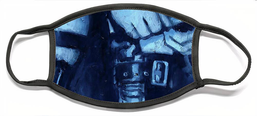 Gothic Face Mask featuring the painting Tangence Variation en bleu by Sv Bell