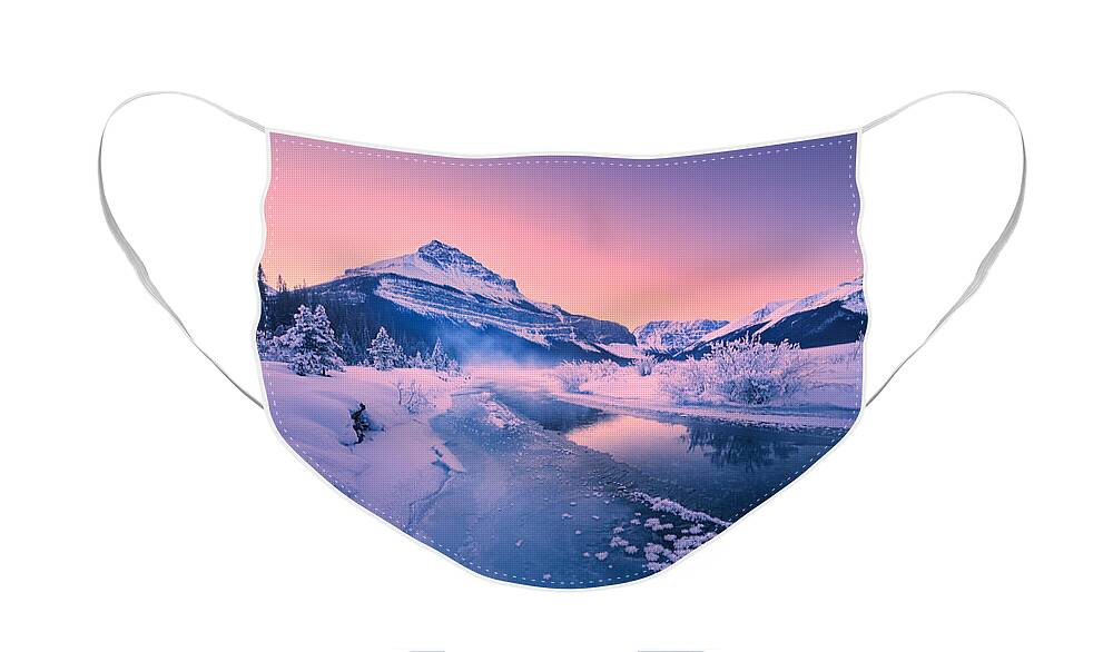 Winter Face Mask featuring the photograph Tangle Peak Sunrise by Henry w Liu
