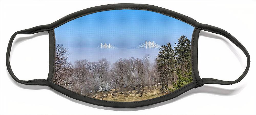 Sky Face Mask featuring the photograph Tappan Zee Bridge Fog and Eagle by Russ Considine