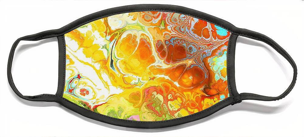 Colorful Face Mask featuring the digital art Tariman - Funky Artistic Colorful Abstract Marble Fluid Digital Art by Sambel Pedes