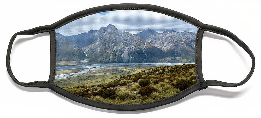 New Zealand Face Mask featuring the photograph Tasman River Valley 1 - New Zealand by Tom Napper