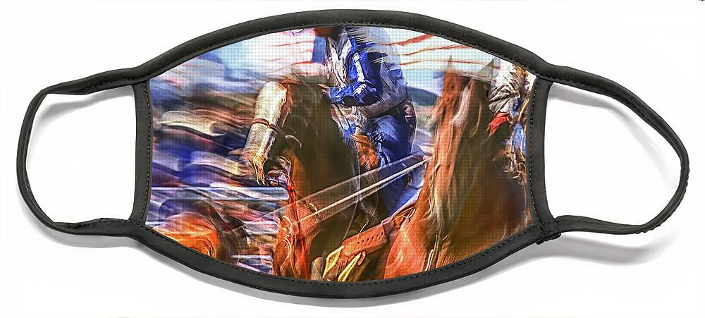Usa Face Mask featuring the photograph Team Ropers U S A by Don Schimmel