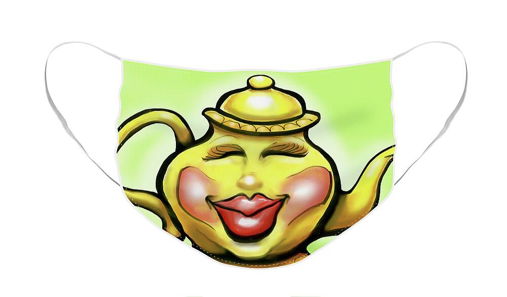 Tea Face Mask featuring the digital art Teapot by Kevin Middleton