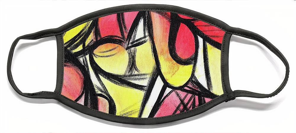 Retro Abstract Face Mask featuring the painting Temperature is Rising Abstract by Donna Mibus