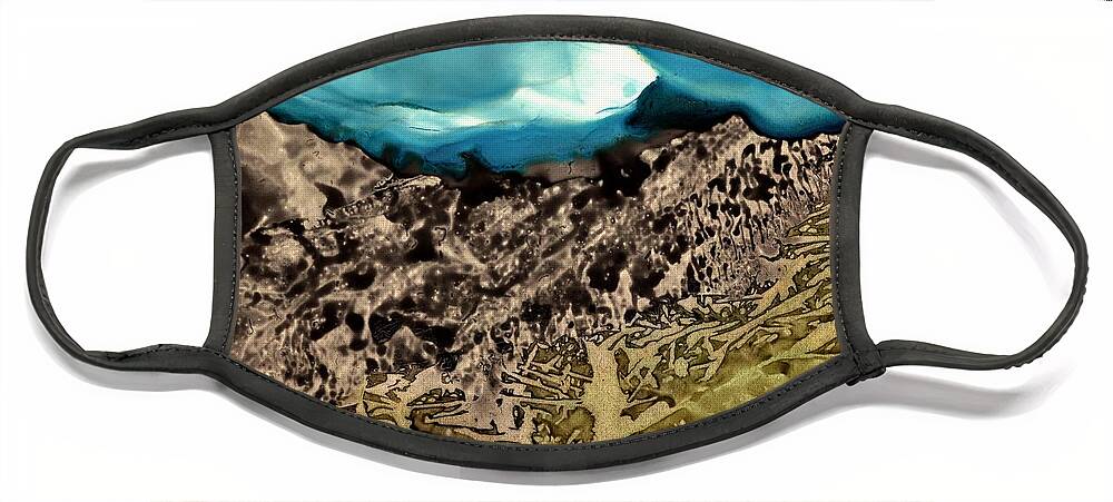 Fantasy Face Mask featuring the painting Textures of New Mexico by Angela Marinari