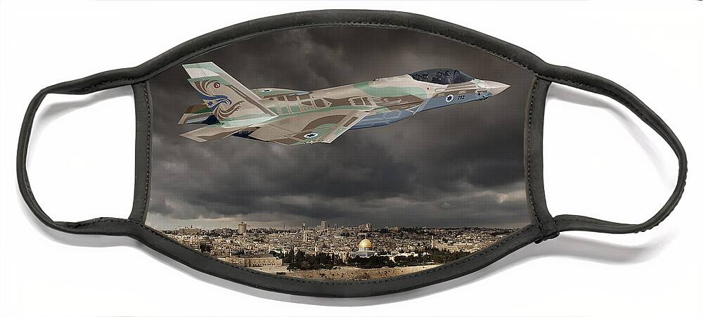 Lightning Face Mask featuring the digital art TF-35I Barak II by Custom Aviation Art