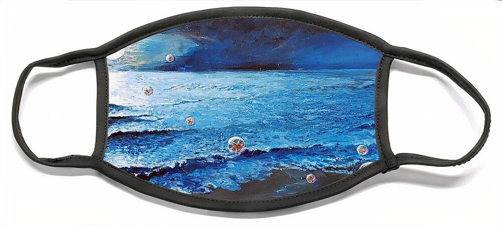 Ocean Face Mask featuring the painting The Ascension of the Sea Stars by Merana Cadorette