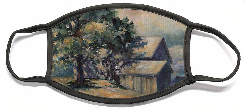 Barn Face Mask featuring the painting The Barn at the Corner by Carol Klingel