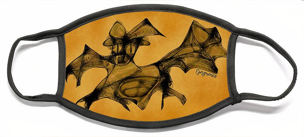 Bat Face Mask featuring the digital art Funny looking bat want to be terifying by Ljev Rjadcenko