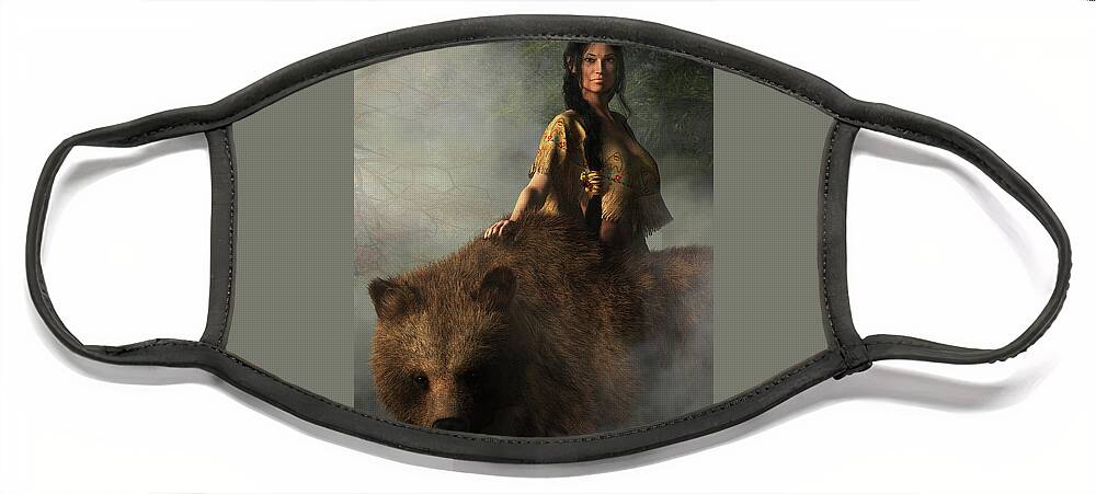 Bear Wife Face Mask featuring the digital art The Bear Wife by Daniel Eskridge