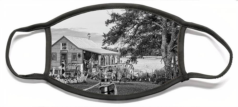 Fish House Face Mask featuring the photograph The Beaufort North Carolina Fish House on Taylor's Creek by Bob Decker