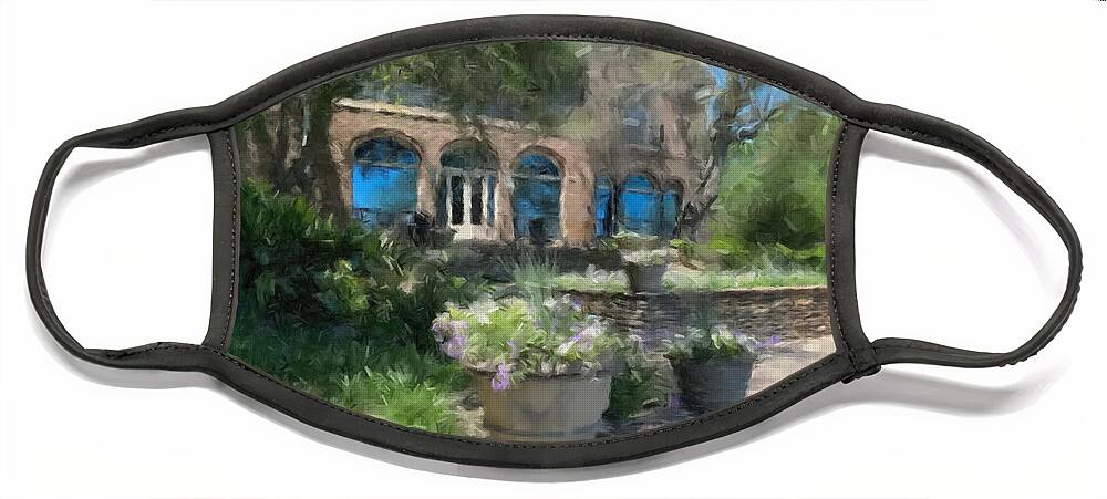 Gardens Face Mask featuring the painting The Bellingrath Home by Gary Arnold