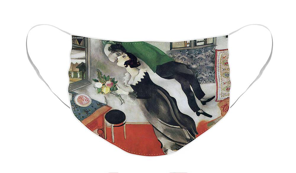 The Birthday Face Mask featuring the painting The Birthday by Marc Chagall