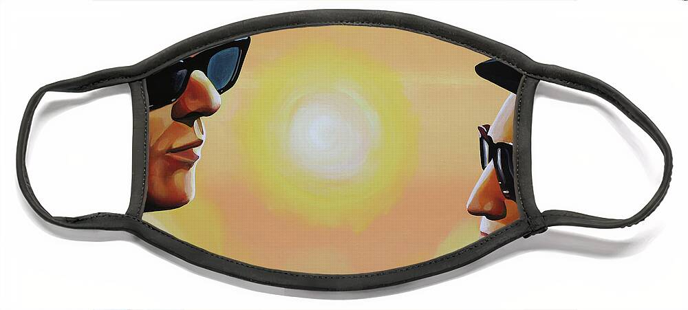 The Blues Brothers Face Mask featuring the painting The Blues Brothers Art Painting by Paul Meijering