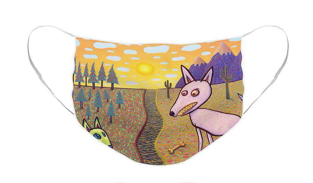 Border Face Mask featuring the painting The Border by James W Johnson