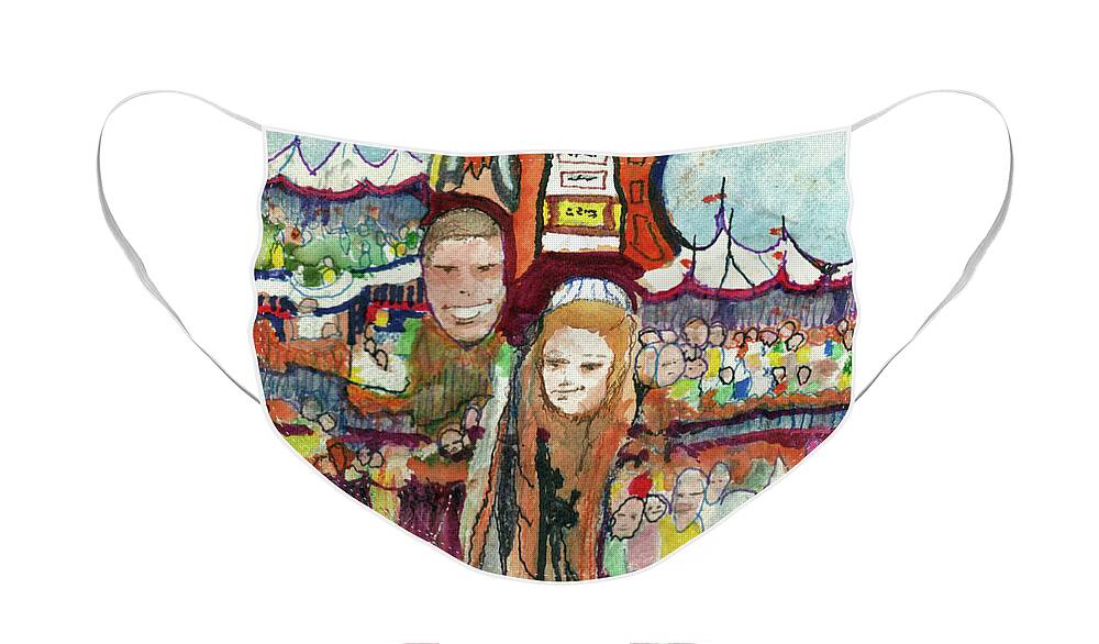 Carnival Face Mask featuring the painting The Carnival by Sam Sidders