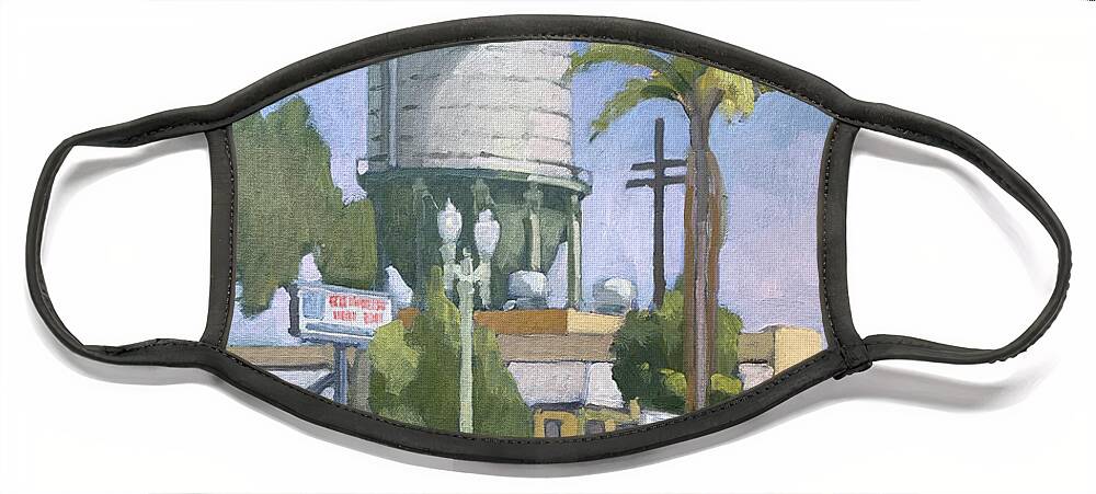 North Park Face Mask featuring the painting The Chicken Pie Shop, San Diego by Paul Strahm