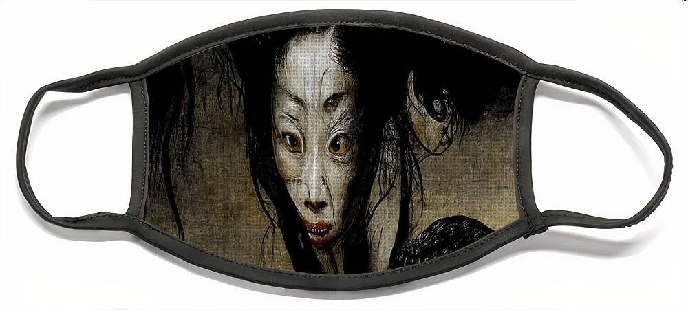 Horror Face Mask featuring the digital art The Constricting Agemaki by Ryan Nieves