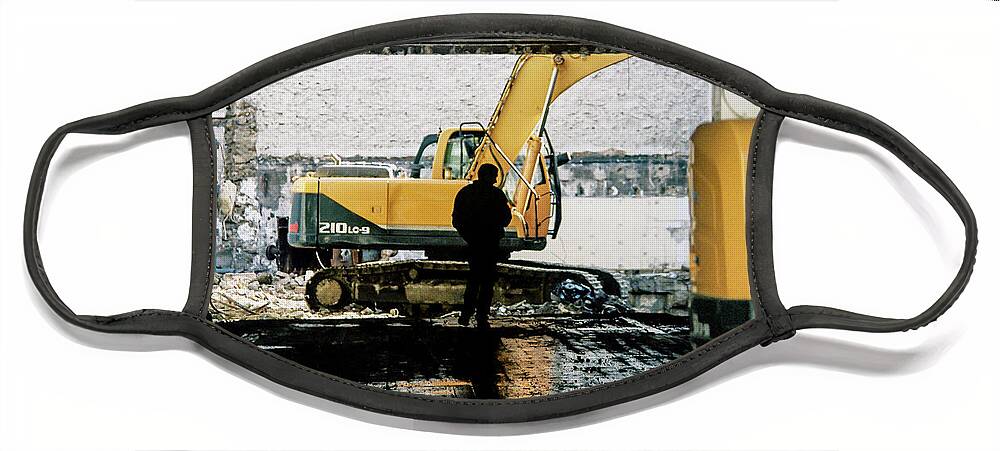 Man Face Mask featuring the photograph The construction silhouette by Barthelemy De Mazenod