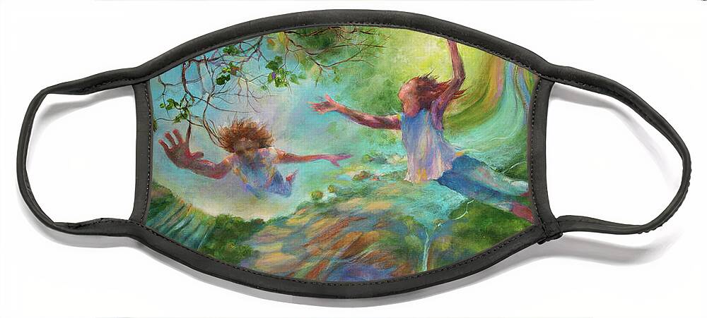 Flying Face Mask featuring the painting The Dream by Carol Klingel