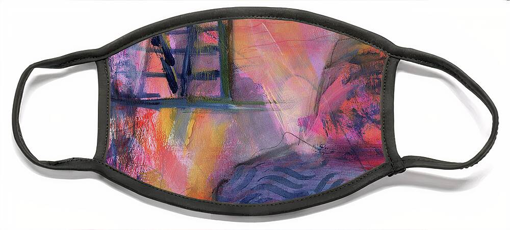 Abstract Face Mask featuring the painting The Dreamer's Window by Diane Maley