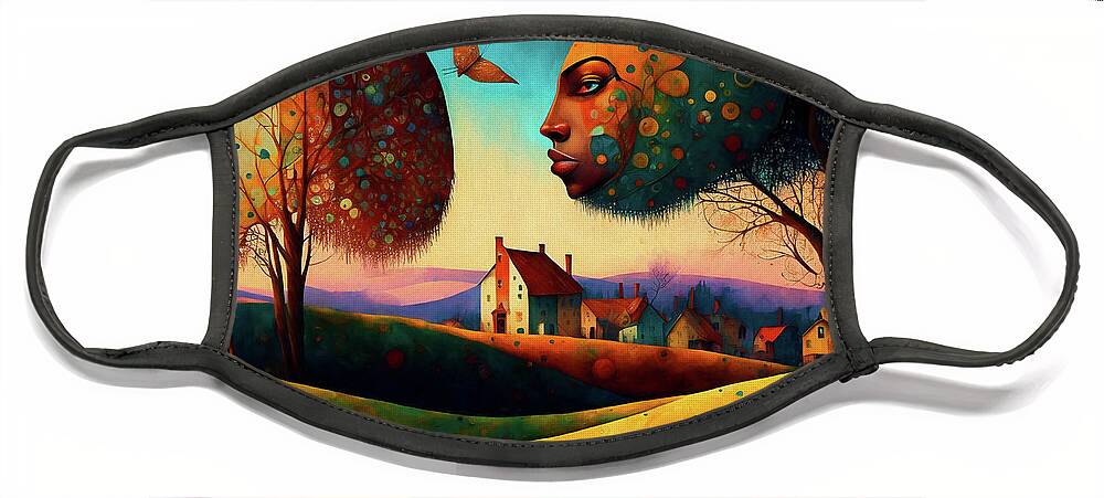 Environmentalist Face Mask featuring the digital art Guardian of Mother Earth by Peggy Collins