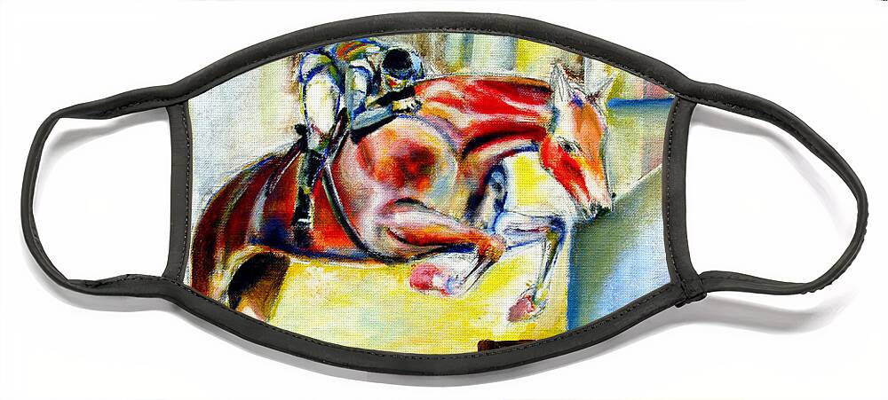 Horse Face Mask featuring the painting The Equestrian Horse and Rider by Tom Conway