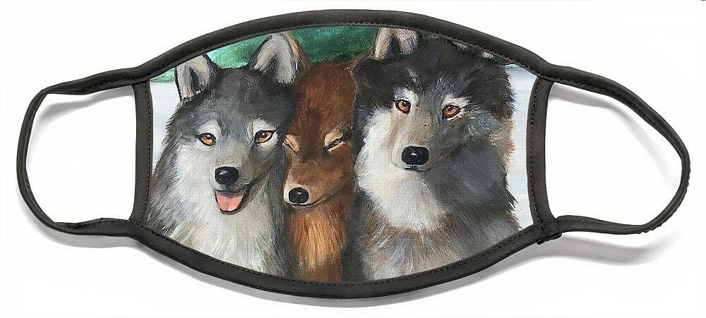 Wolf Face Mask featuring the painting The Family by Deborah Naves
