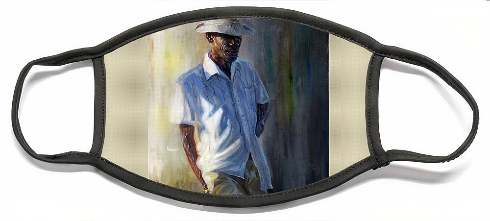 Fisherman Face Mask featuring the painting The Fisherman by Jonathan Guy-Gladding JAG