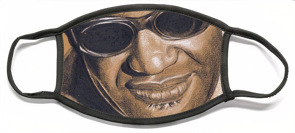 Singer Face Mask featuring the drawing The genius of soul by Rob De Vries
