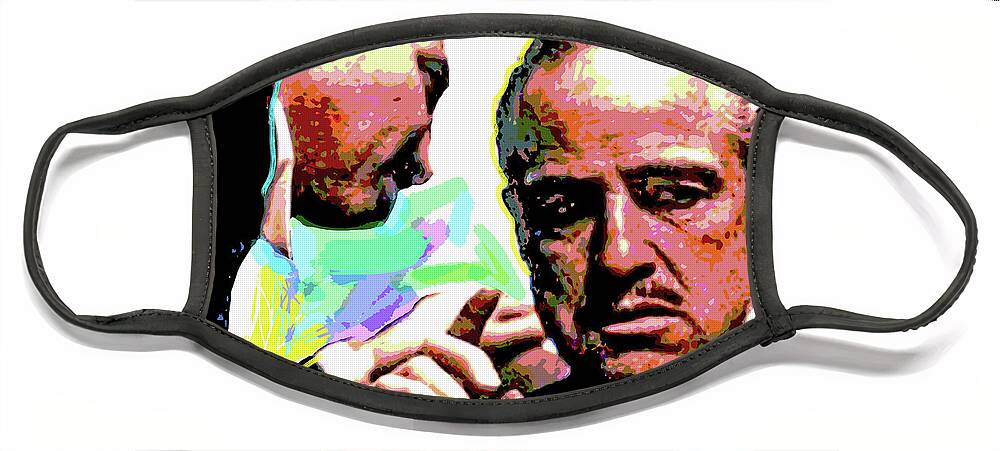 Movie Stars Face Mask featuring the painting The Godfather - Marlon Brando by David Lloyd Glover